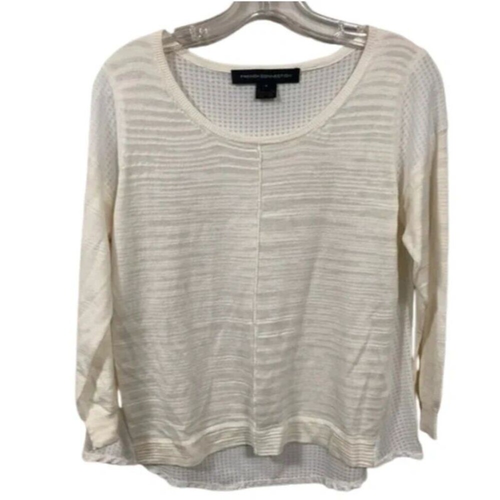 French Connection sheer white long sleeve SMALL